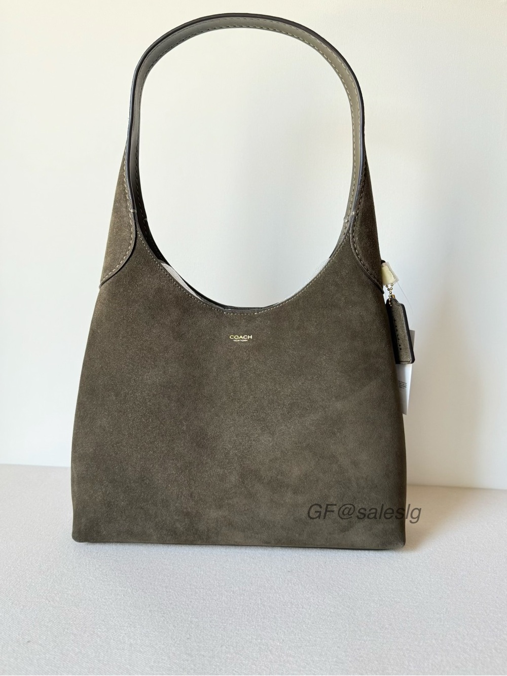 NWT Coach Brooklyn Shoulder Bag 28 Suede olive green CW637